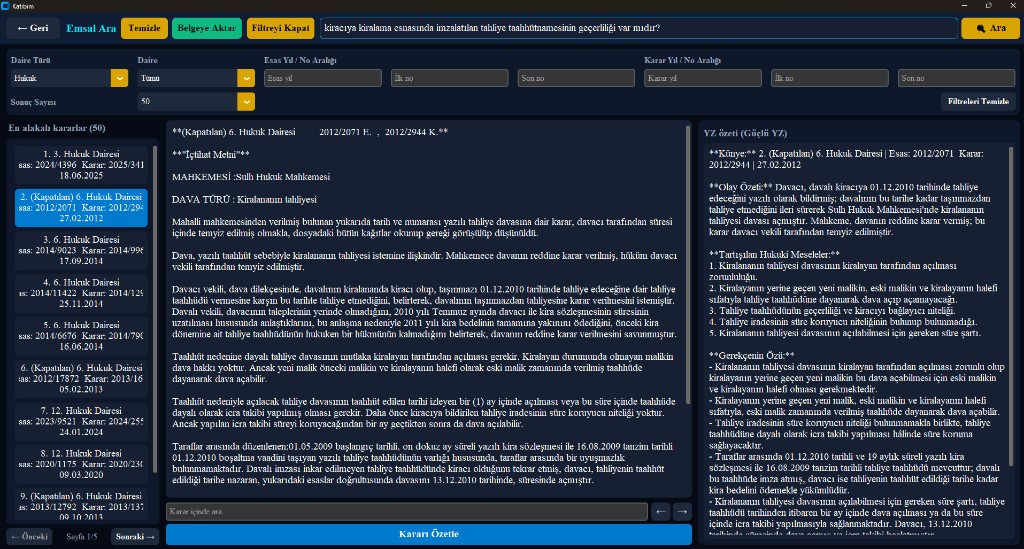 Katibim AI — semantik arama ekranı
