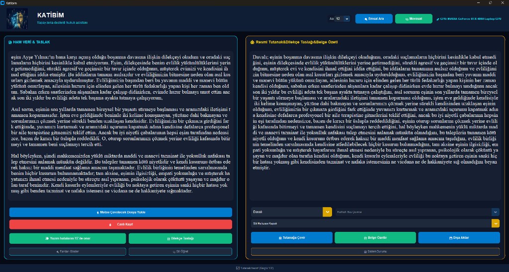 Katibim AI — resmi tutanak diline çeviri ekranı