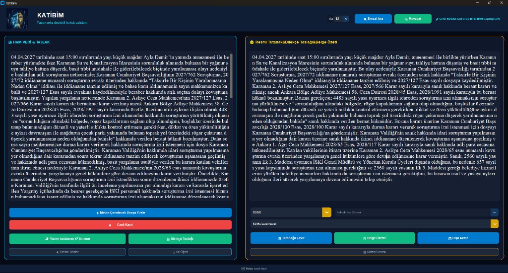 Katibim AI — belge özetleme ekranı